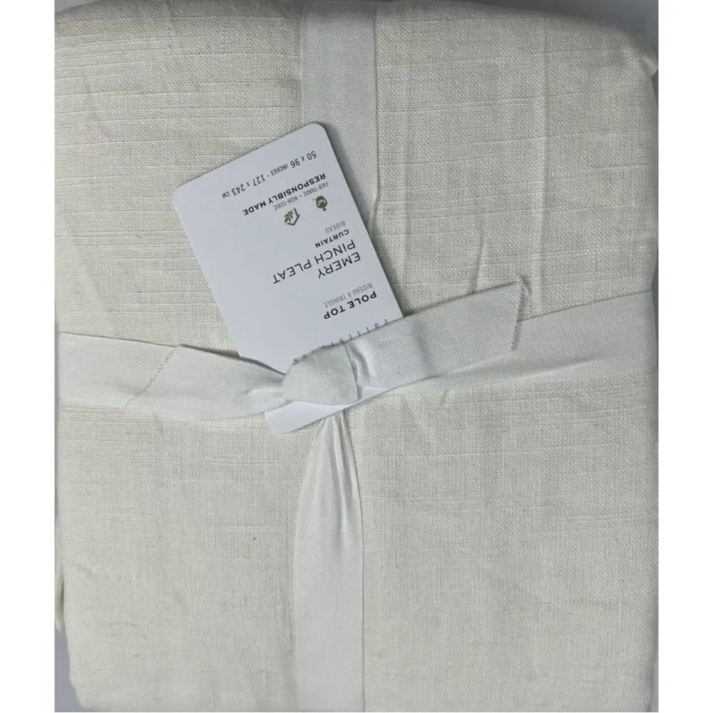 NWT! Pottery Barn Pole Top Lined Emery Pinch Pleat‎ Curtain 50x96 in IVORY